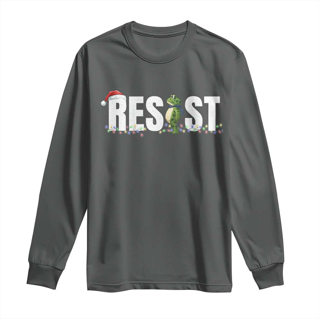 Resist Frog Christmas Long Sleeve Shirt Funny Portland Protest ICE Activist Meme 2025 - Wonder Print Shop
