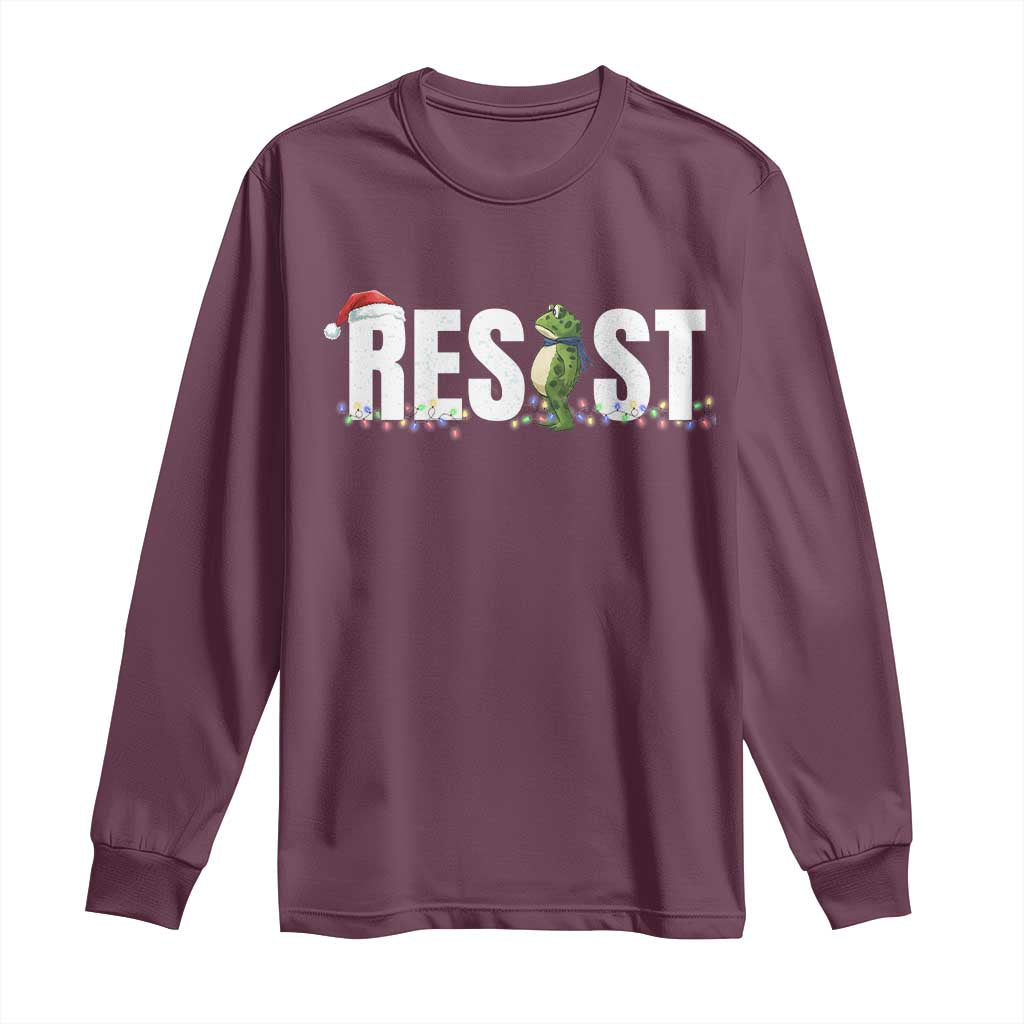 Resist Frog Christmas Long Sleeve Shirt Funny Portland Protest ICE Activist Meme 2025 - Wonder Print Shop