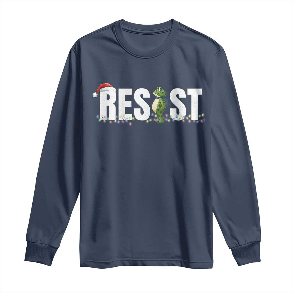 Resist Frog Christmas Long Sleeve Shirt Funny Portland Protest ICE Activist Meme 2025 - Wonder Print Shop