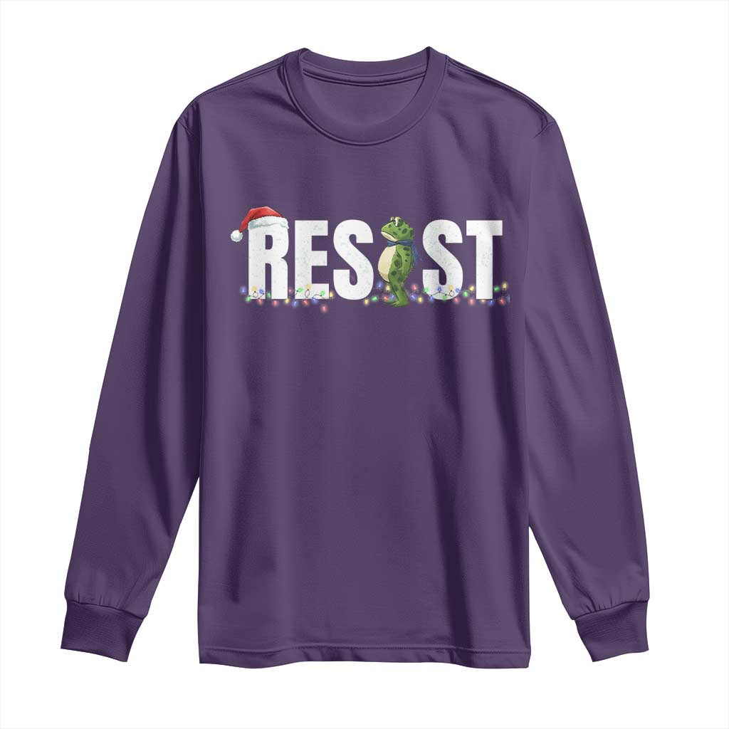 Resist Frog Christmas Long Sleeve Shirt Funny Portland Protest ICE Activist Meme 2025 - Wonder Print Shop