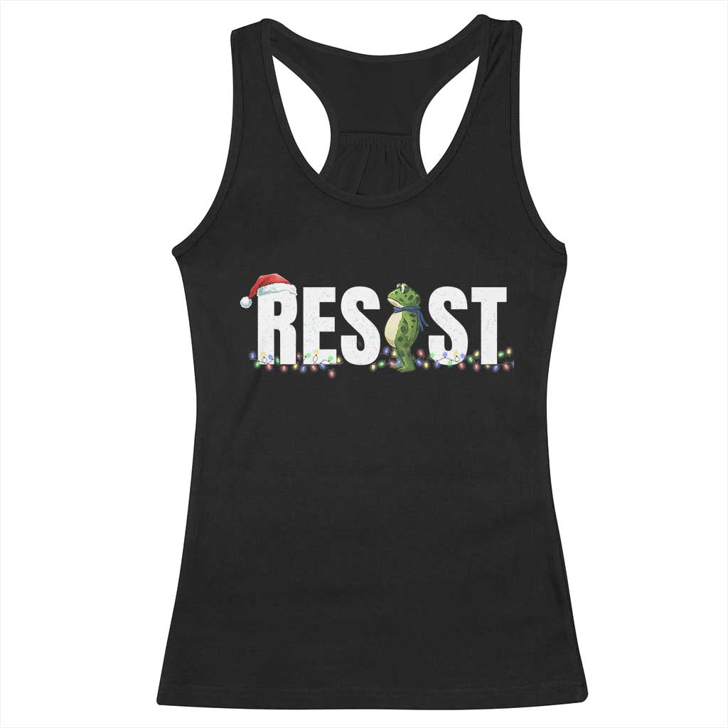 Resist Frog Christmas Racerback Tank Top Funny Portland Protest ICE Activist Meme 2025 - Wonder Print Shop
