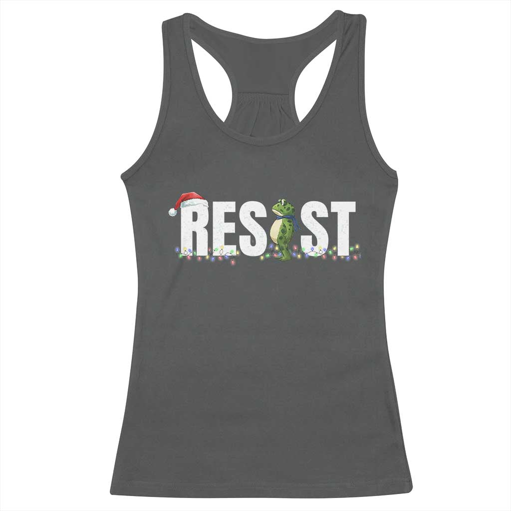 Resist Frog Christmas Racerback Tank Top Funny Portland Protest ICE Activist Meme 2025 - Wonder Print Shop