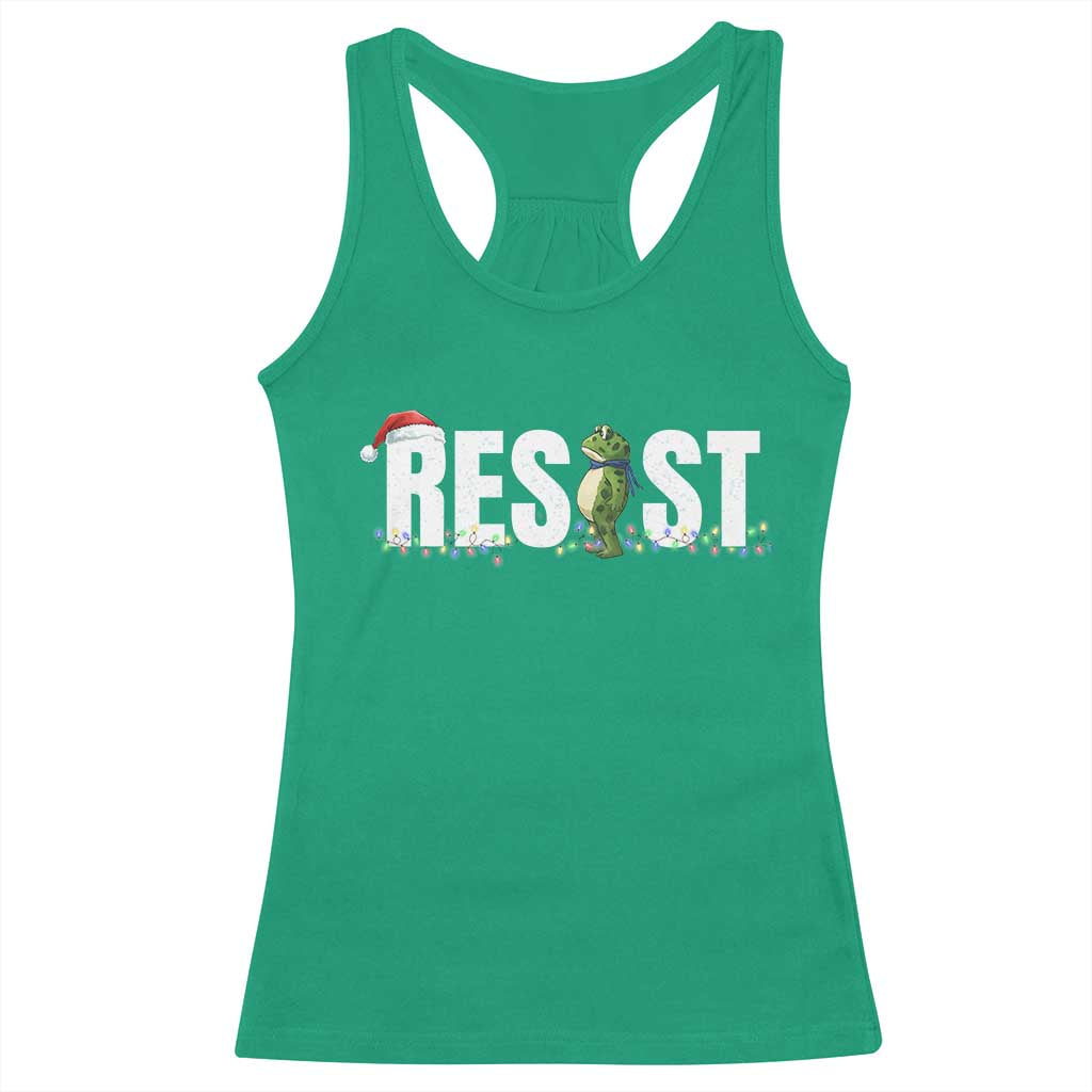Resist Frog Christmas Racerback Tank Top Funny Portland Protest ICE Activist Meme 2025 - Wonder Print Shop