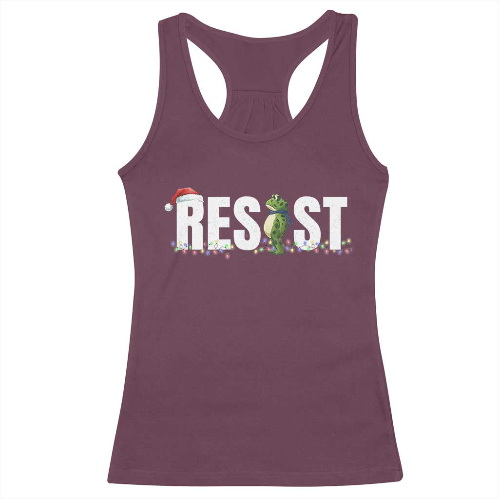 Resist Frog Christmas Racerback Tank Top Funny Portland Protest ICE Activist Meme 2025 - Wonder Print Shop