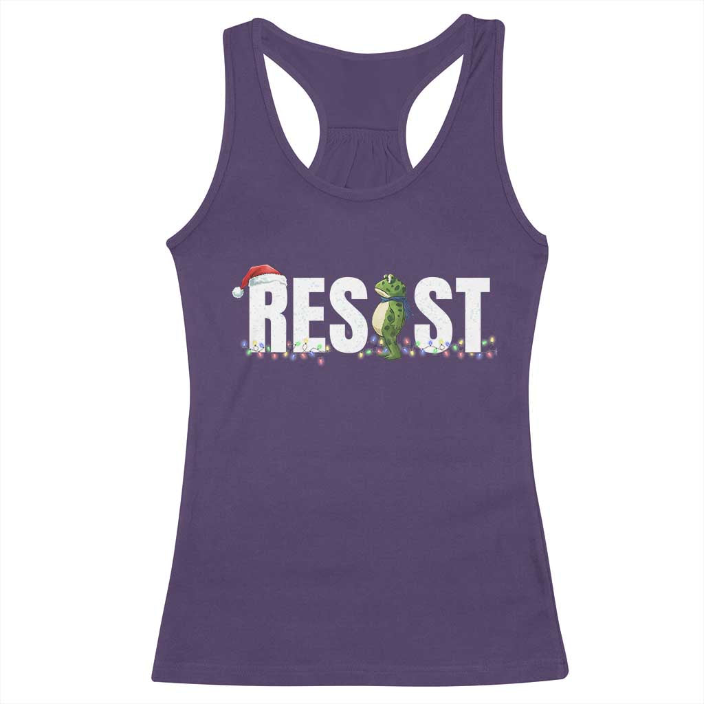 Resist Frog Christmas Racerback Tank Top Funny Portland Protest ICE Activist Meme 2025 - Wonder Print Shop