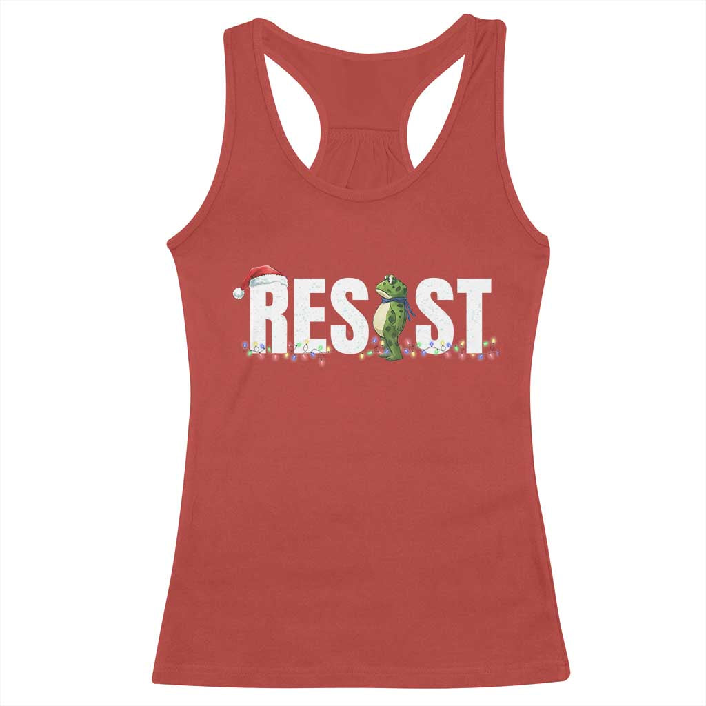 Resist Frog Christmas Racerback Tank Top Funny Portland Protest ICE Activist Meme 2025 - Wonder Print Shop