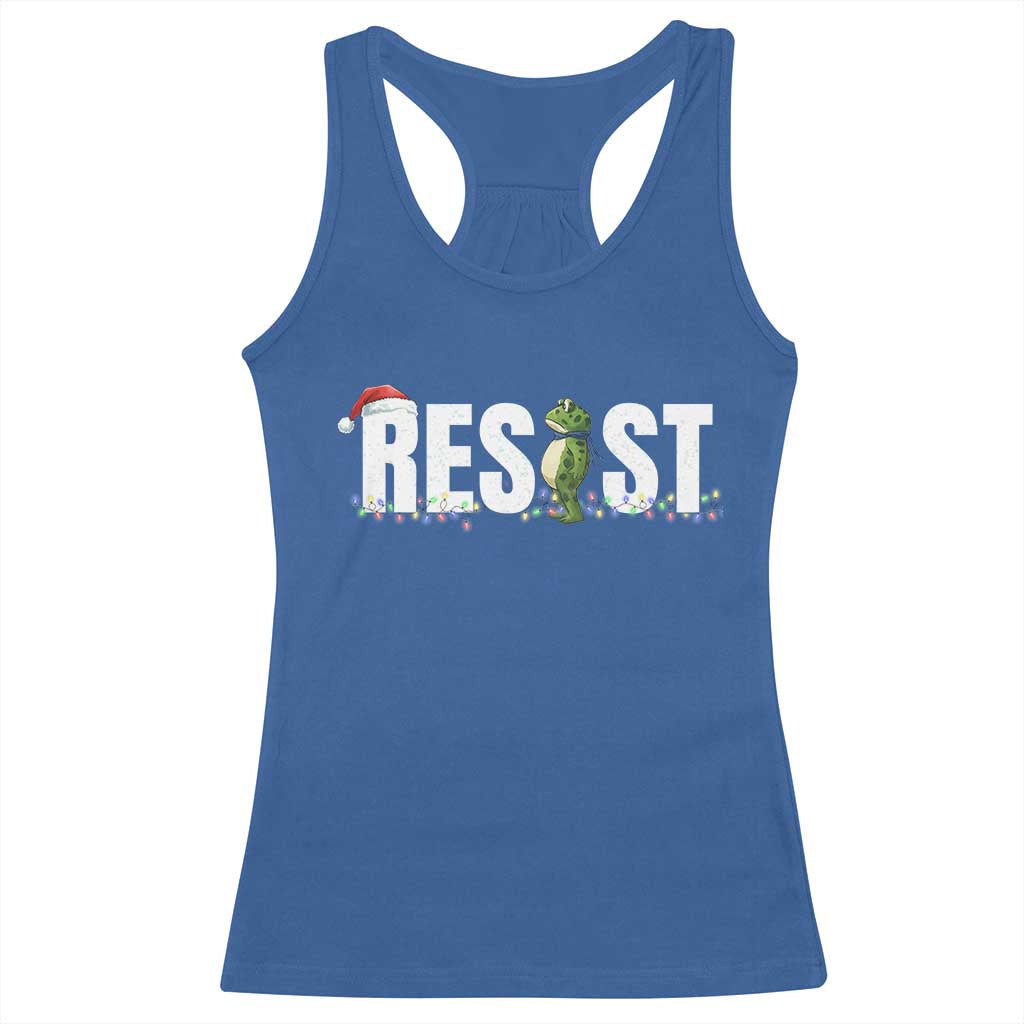 Resist Frog Christmas Racerback Tank Top Funny Portland Protest ICE Activist Meme 2025 - Wonder Print Shop