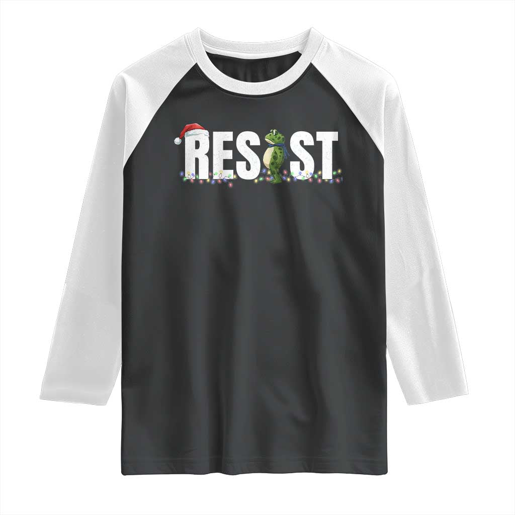 Resist Frog Christmas Raglan Shirt Funny Portland Protest ICE Activist Meme 2025 - Wonder Print Shop
