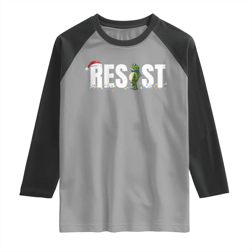 Resist Frog Christmas Raglan Shirt Funny Portland Protest ICE Activist Meme 2025 - Wonder Print Shop