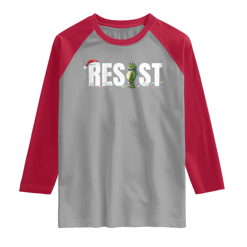 Resist Frog Christmas Raglan Shirt Funny Portland Protest ICE Activist Meme 2025 - Wonder Print Shop