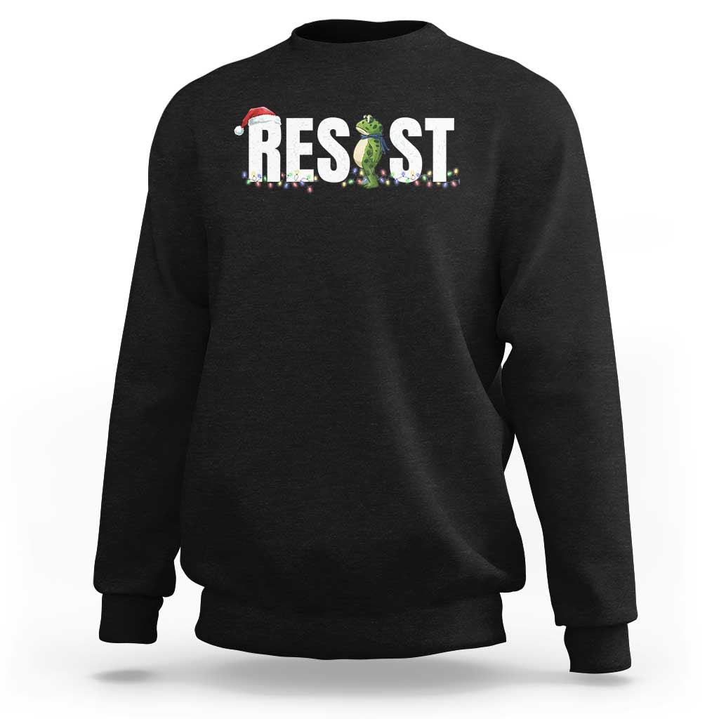 Resist Frog Christmas Sweatshirt Funny Portland Protest ICE Activist Meme 2025 - Wonder Print Shop