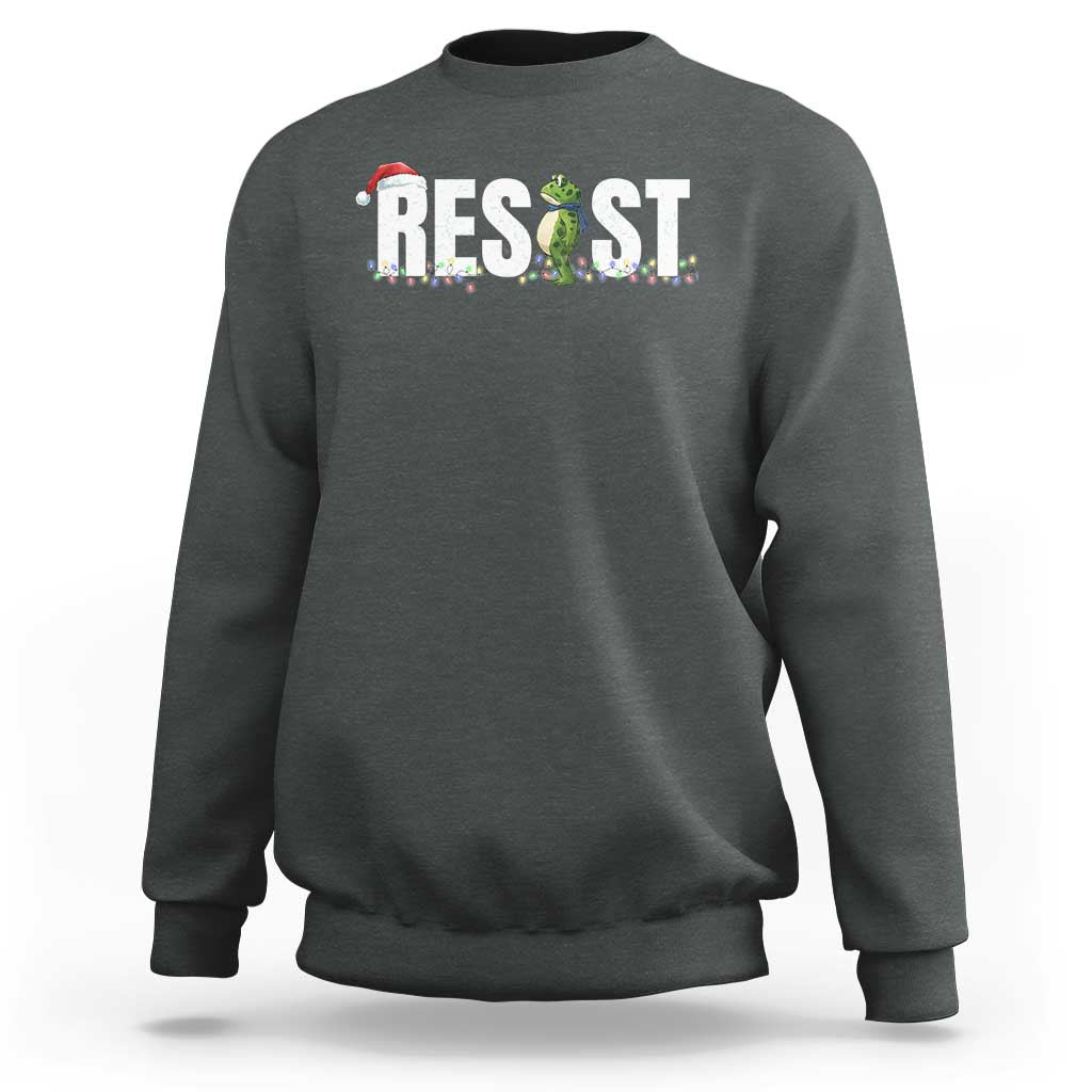 Resist Frog Christmas Sweatshirt Funny Portland Protest ICE Activist Meme 2025 - Wonder Print Shop