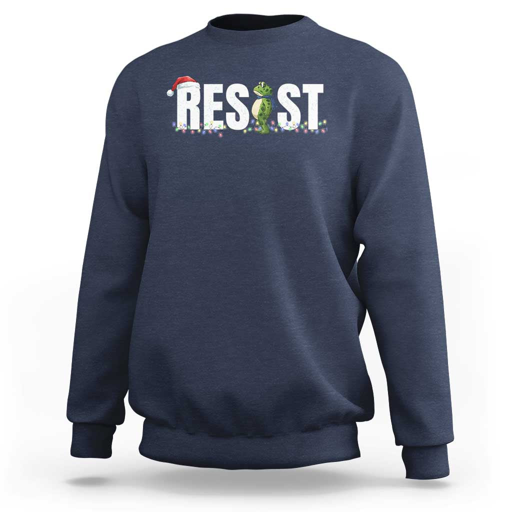 Resist Frog Christmas Sweatshirt Funny Portland Protest ICE Activist Meme 2025 - Wonder Print Shop