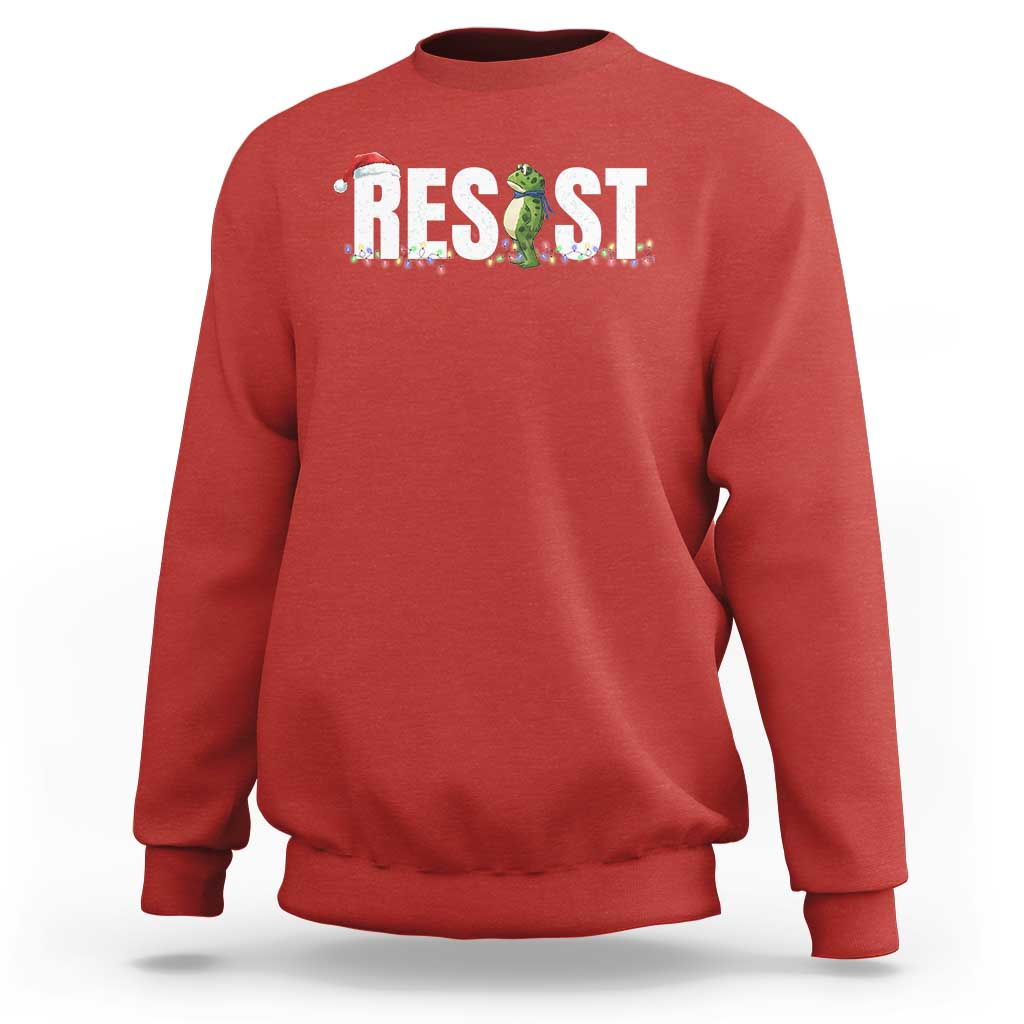 Resist Frog Christmas Sweatshirt Funny Portland Protest ICE Activist Meme 2025 - Wonder Print Shop
