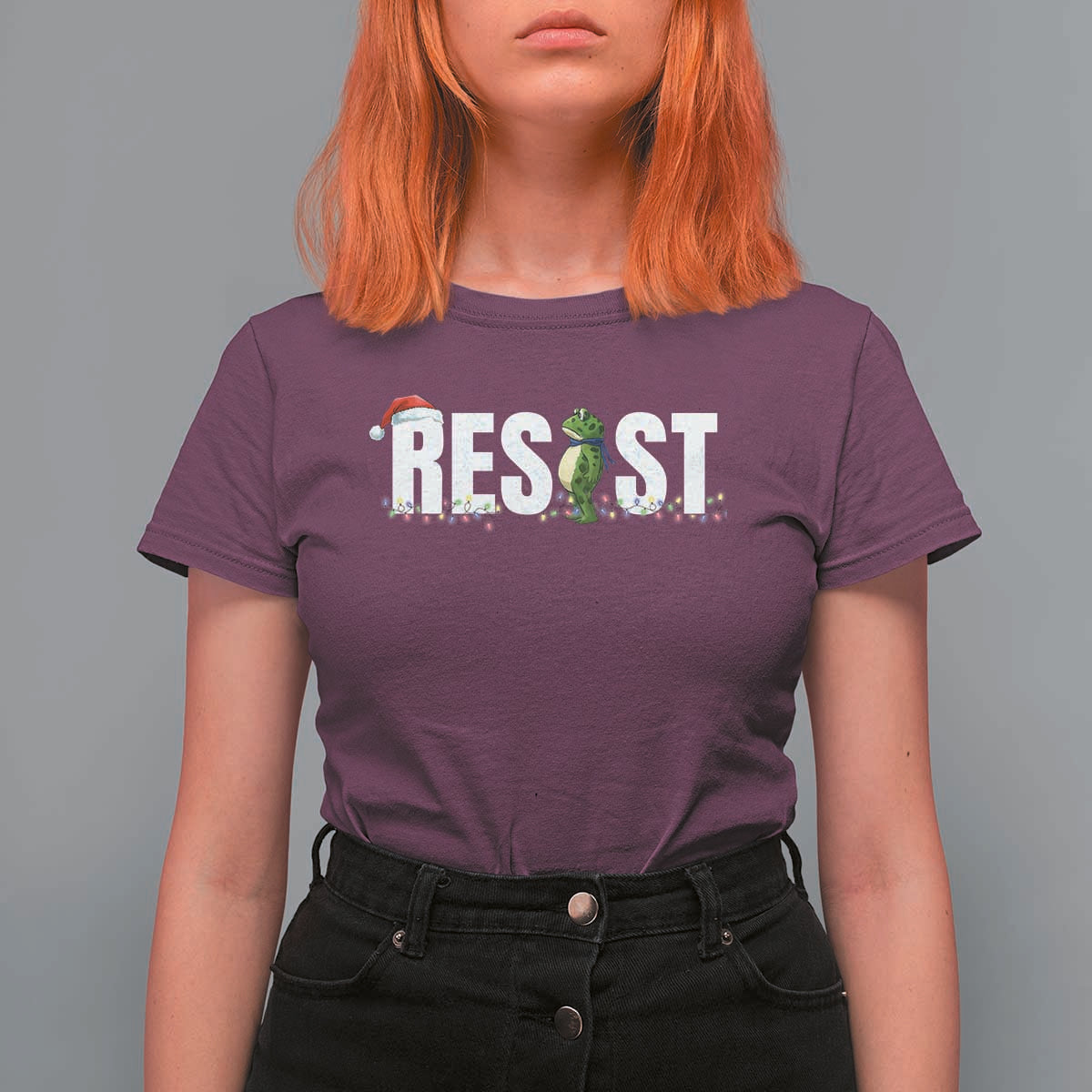 Resist Frog Christmas T Shirt For Women Funny Portland Protest ICE Activist Meme 2025 - Wonder Print Shop