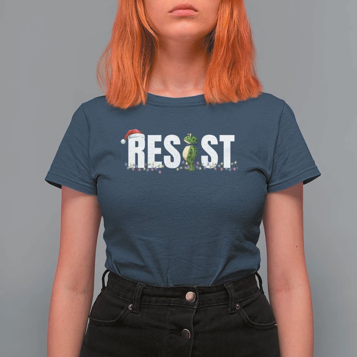 Resist Frog Christmas T Shirt For Women Funny Portland Protest ICE Activist Meme 2025 - Wonder Print Shop
