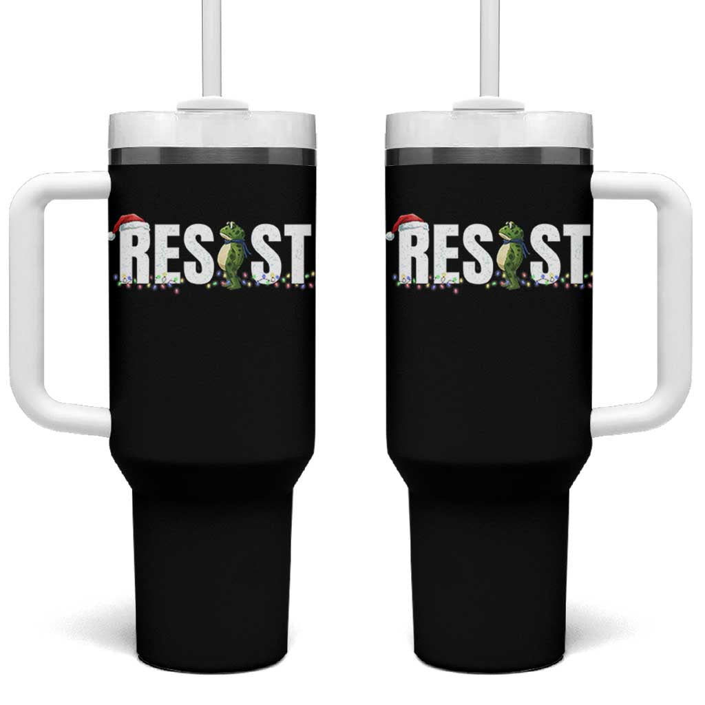 Resist Frog Christmas Tumbler With Handle Funny Portland Protest ICE Activist Meme 2025 - Wonder Print Shop