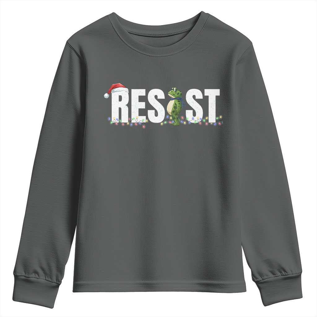 Resist Frog Christmas Youth Sweatshirt Funny Portland Protest ICE Activist Meme 2025 - Wonder Print Shop