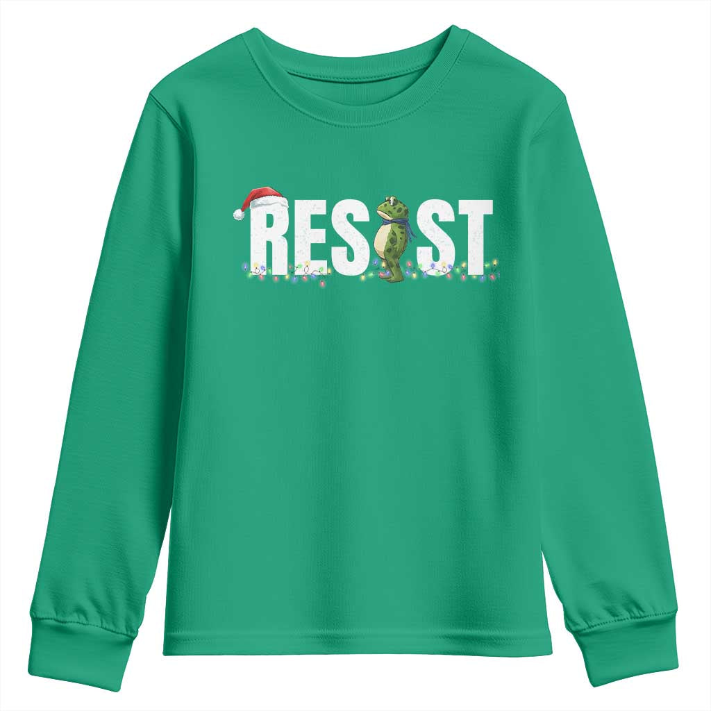 Resist Frog Christmas Youth Sweatshirt Funny Portland Protest ICE Activist Meme 2025 - Wonder Print Shop