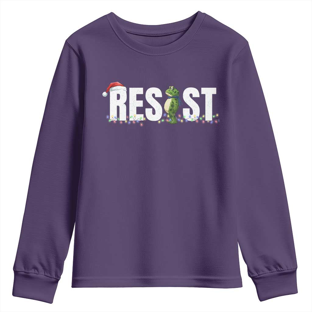 Resist Frog Christmas Youth Sweatshirt Funny Portland Protest ICE Activist Meme 2025 - Wonder Print Shop