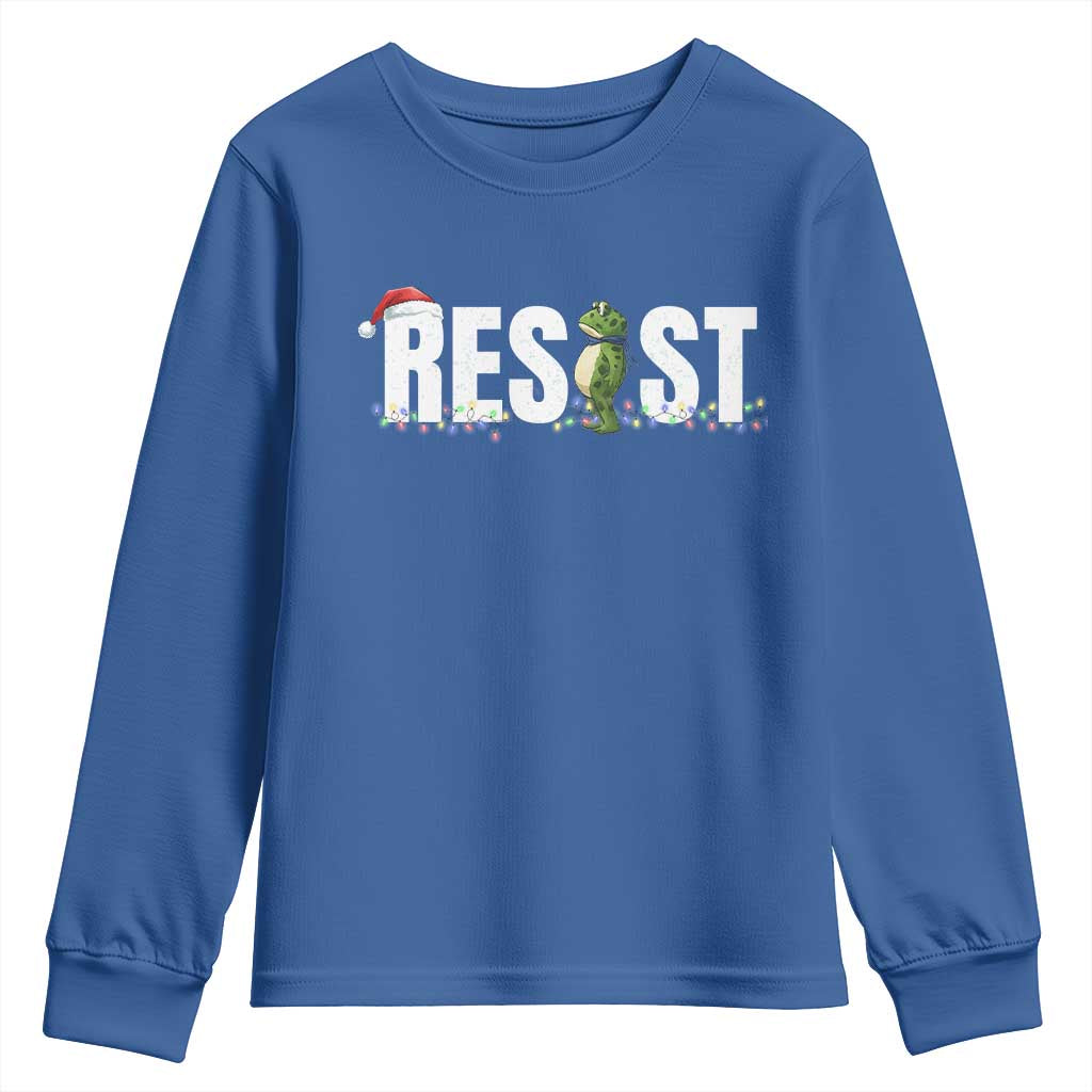 Resist Frog Christmas Youth Sweatshirt Funny Portland Protest ICE Activist Meme 2025 - Wonder Print Shop