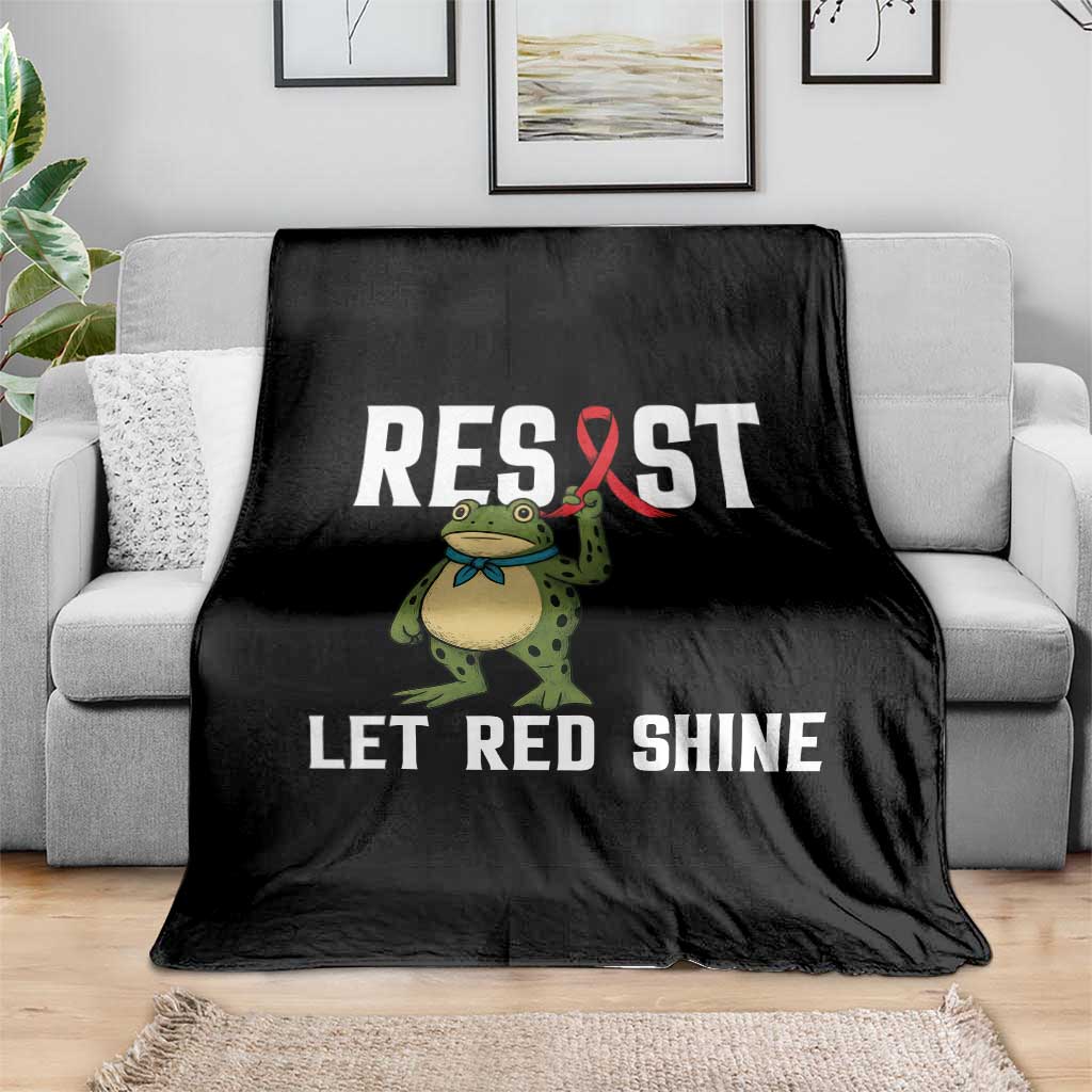 Resist Frog AIDS Awareness Throw Blanket Funny Portland Activist Meme HIV Support Red Ribbon - Wonder Print Shop