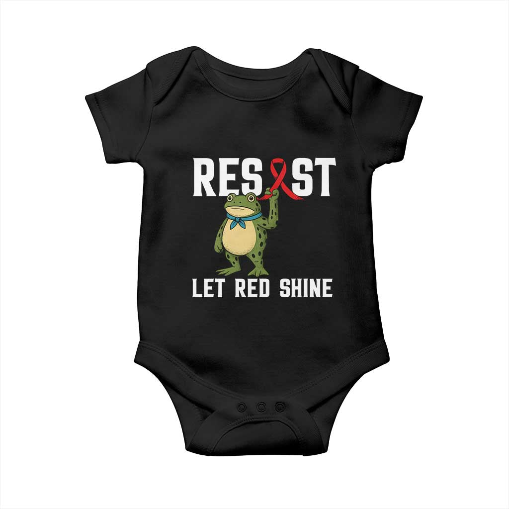 Resist Frog AIDS Awareness Baby Onesie Funny Portland Activist Meme HIV Support Red Ribbon - Wonder Print Shop