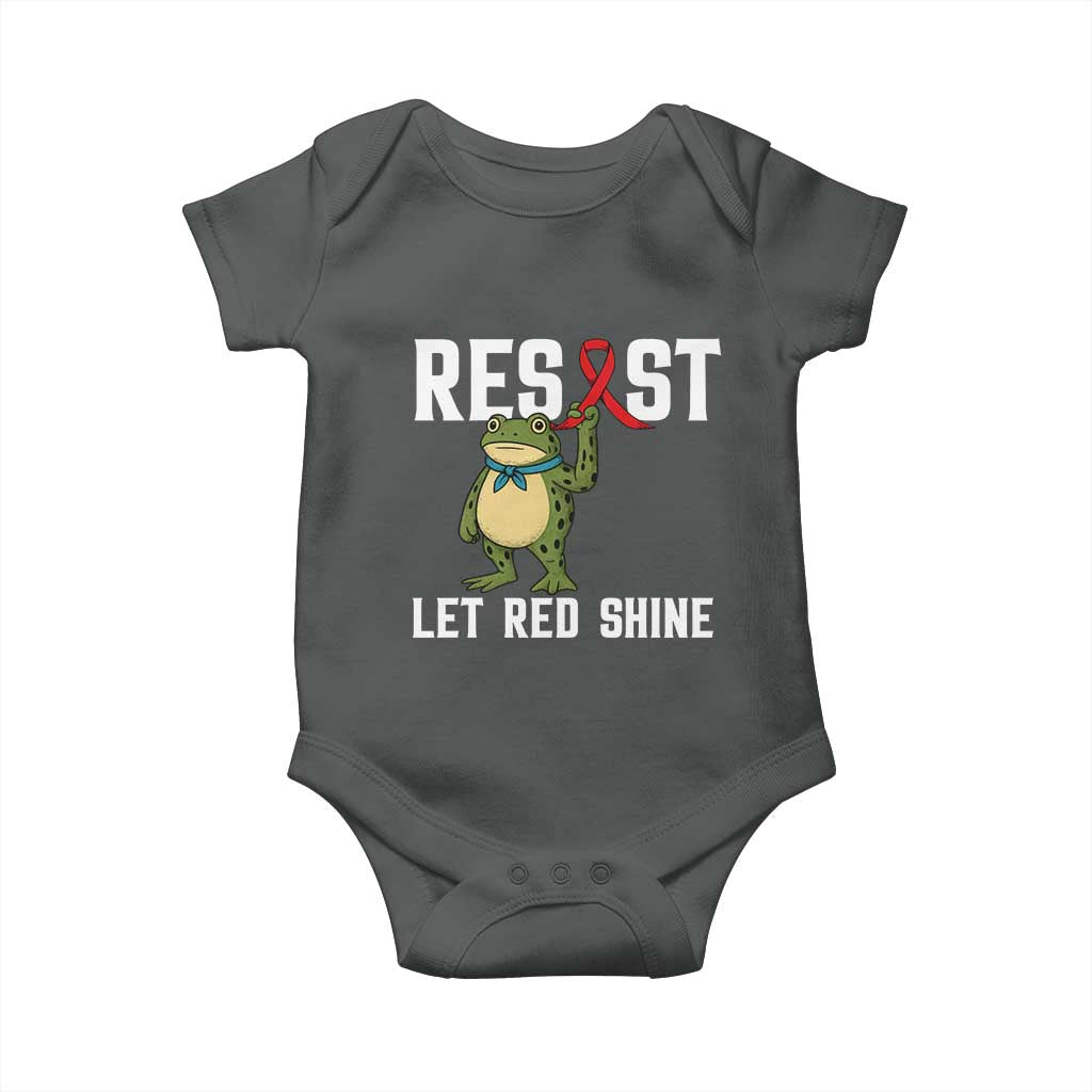 Resist Frog AIDS Awareness Baby Onesie Funny Portland Activist Meme HIV Support Red Ribbon - Wonder Print Shop