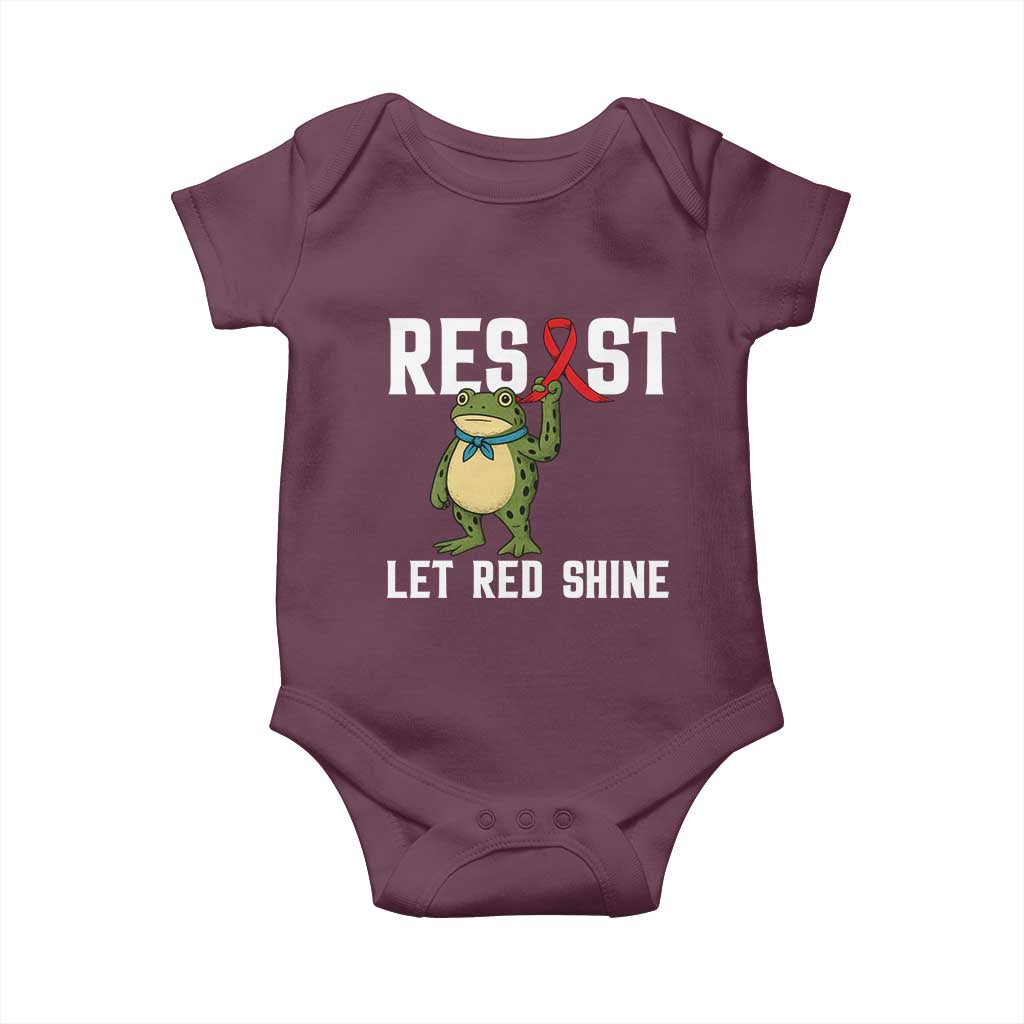 Resist Frog AIDS Awareness Baby Onesie Funny Portland Activist Meme HIV Support Red Ribbon - Wonder Print Shop