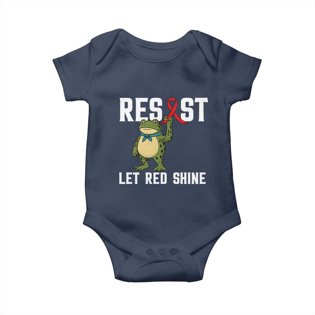 Resist Frog AIDS Awareness Baby Onesie Funny Portland Activist Meme HIV Support Red Ribbon - Wonder Print Shop