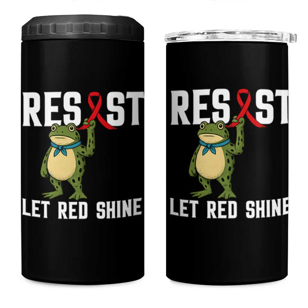 Resist Frog AIDS Awareness 4 in 1 Can Cooler Tumbler Funny Portland Activist Meme HIV Support Red Ribbon - Wonder Print Shop