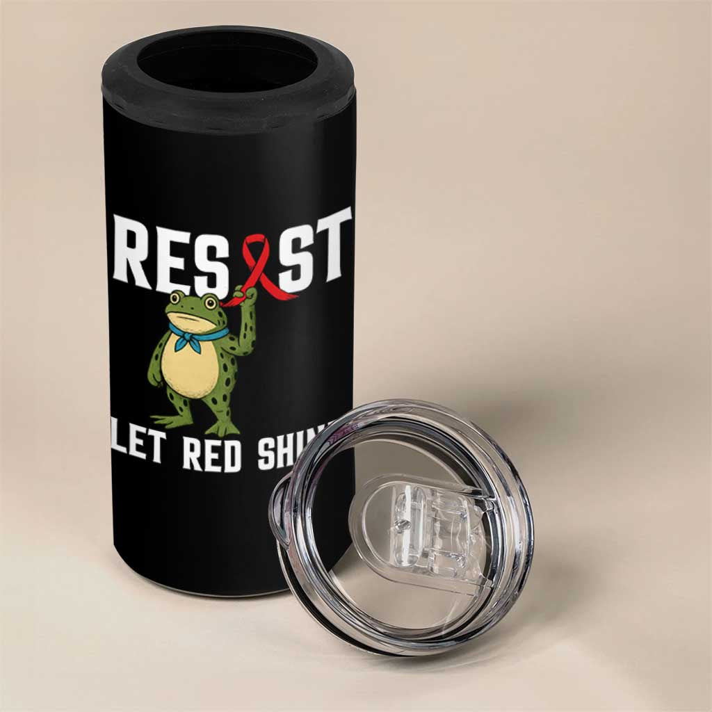 Resist Frog AIDS Awareness 4 in 1 Can Cooler Tumbler Funny Portland Activist Meme HIV Support Red Ribbon - Wonder Print Shop