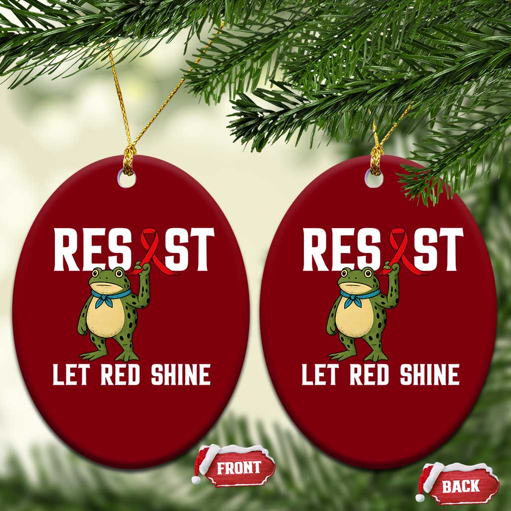 Resist Frog AIDS Awareness Ceramic Ornament Funny Portland Activist Meme HIV Support Red Ribbon - Wonder Print Shop