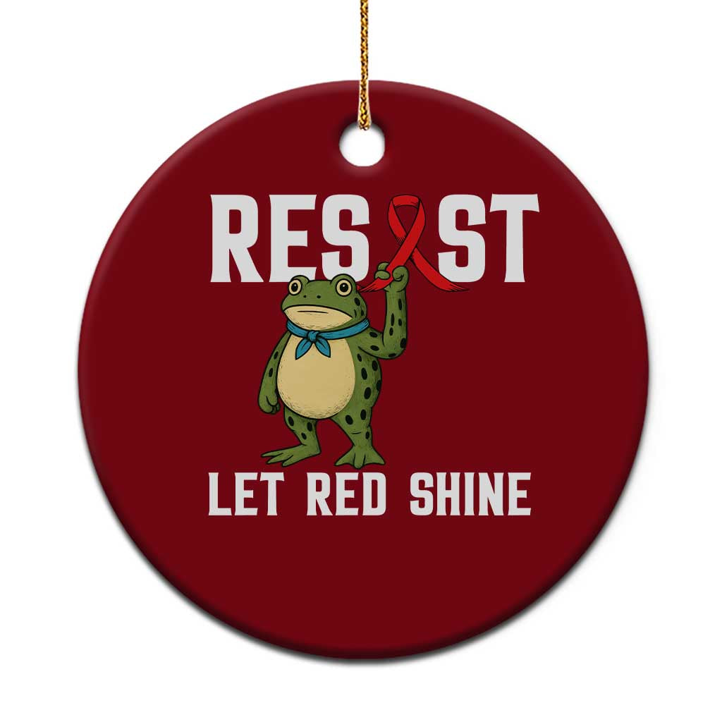 Resist Frog AIDS Awareness Ceramic Ornament Funny Portland Activist Meme HIV Support Red Ribbon - Wonder Print Shop