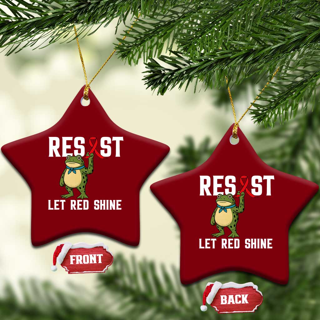 Resist Frog AIDS Awareness Ceramic Ornament Funny Portland Activist Meme HIV Support Red Ribbon - Wonder Print Shop