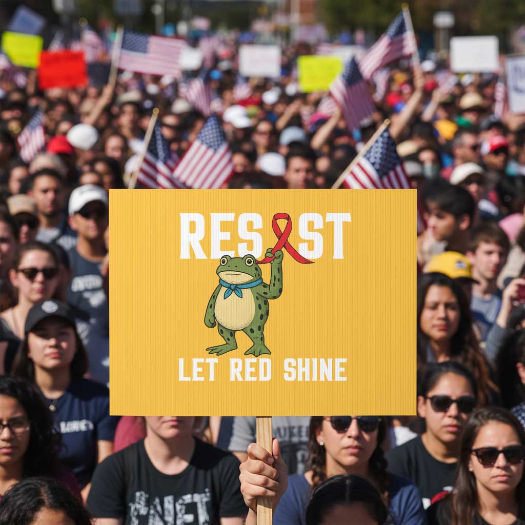 Resist Frog AIDS Awareness Protest Sign Funny Portland Activist Meme HIV Support Red Ribbon - Wonder Print Shop