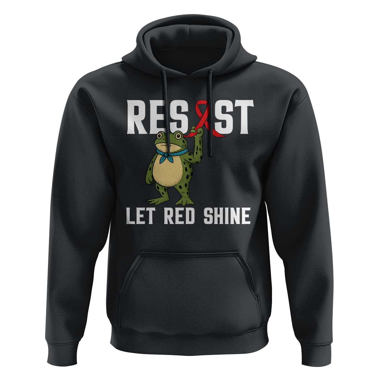 Resist Frog AIDS Awareness Hoodie Funny Portland Activist Meme HIV Support Red Ribbon - Wonder Print Shop