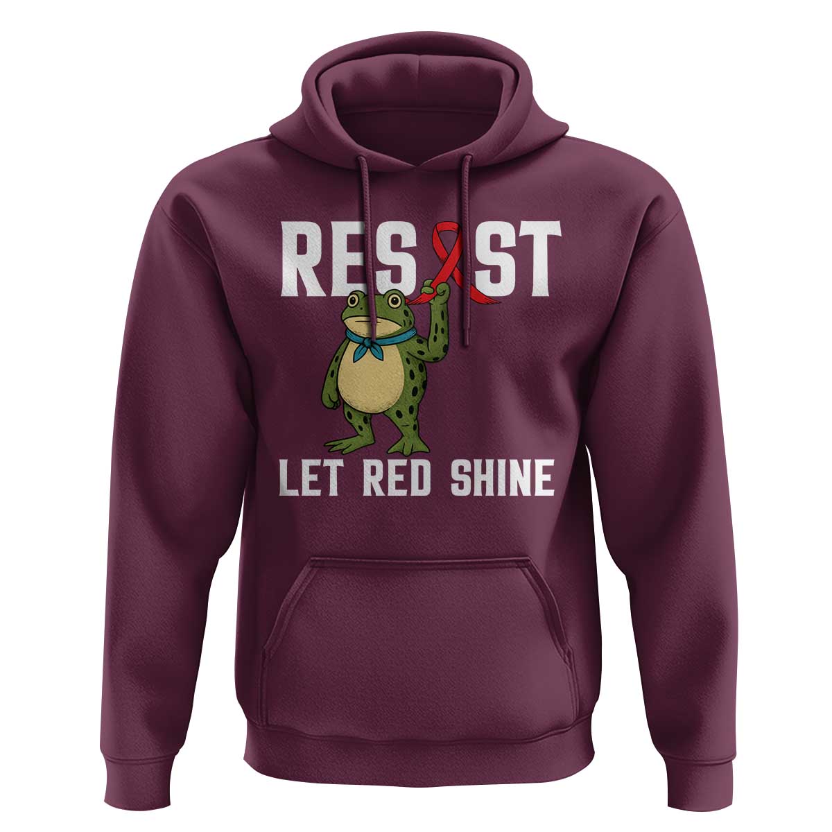 Resist Frog AIDS Awareness Hoodie Funny Portland Activist Meme HIV Support Red Ribbon - Wonder Print Shop