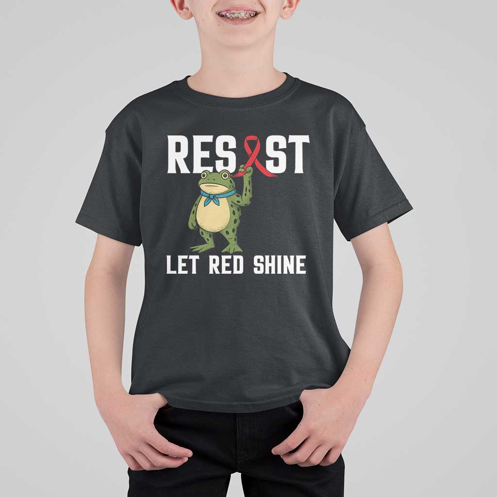 Resist Frog AIDS Awareness T Shirt For Kid Funny Portland Activist Meme HIV Support Red Ribbon - Wonder Print Shop