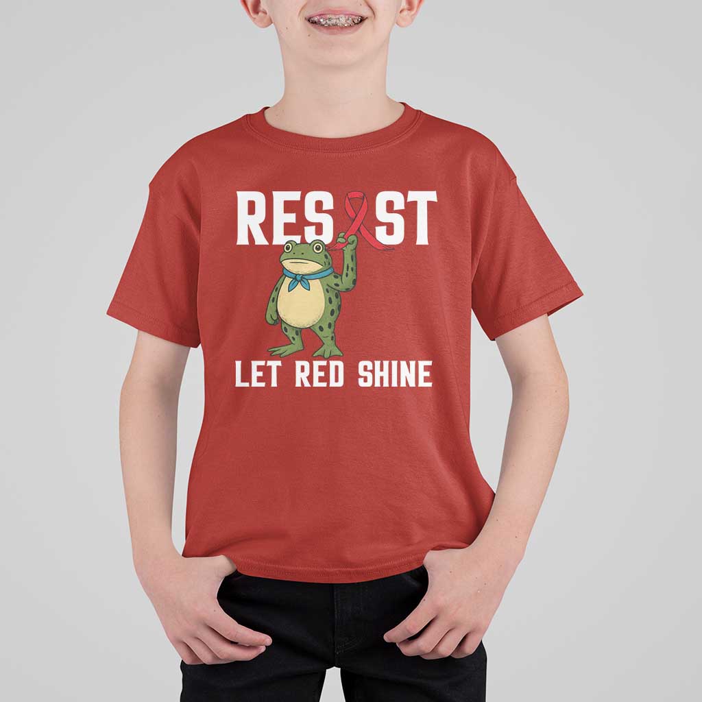 Resist Frog AIDS Awareness T Shirt For Kid Funny Portland Activist Meme HIV Support Red Ribbon - Wonder Print Shop