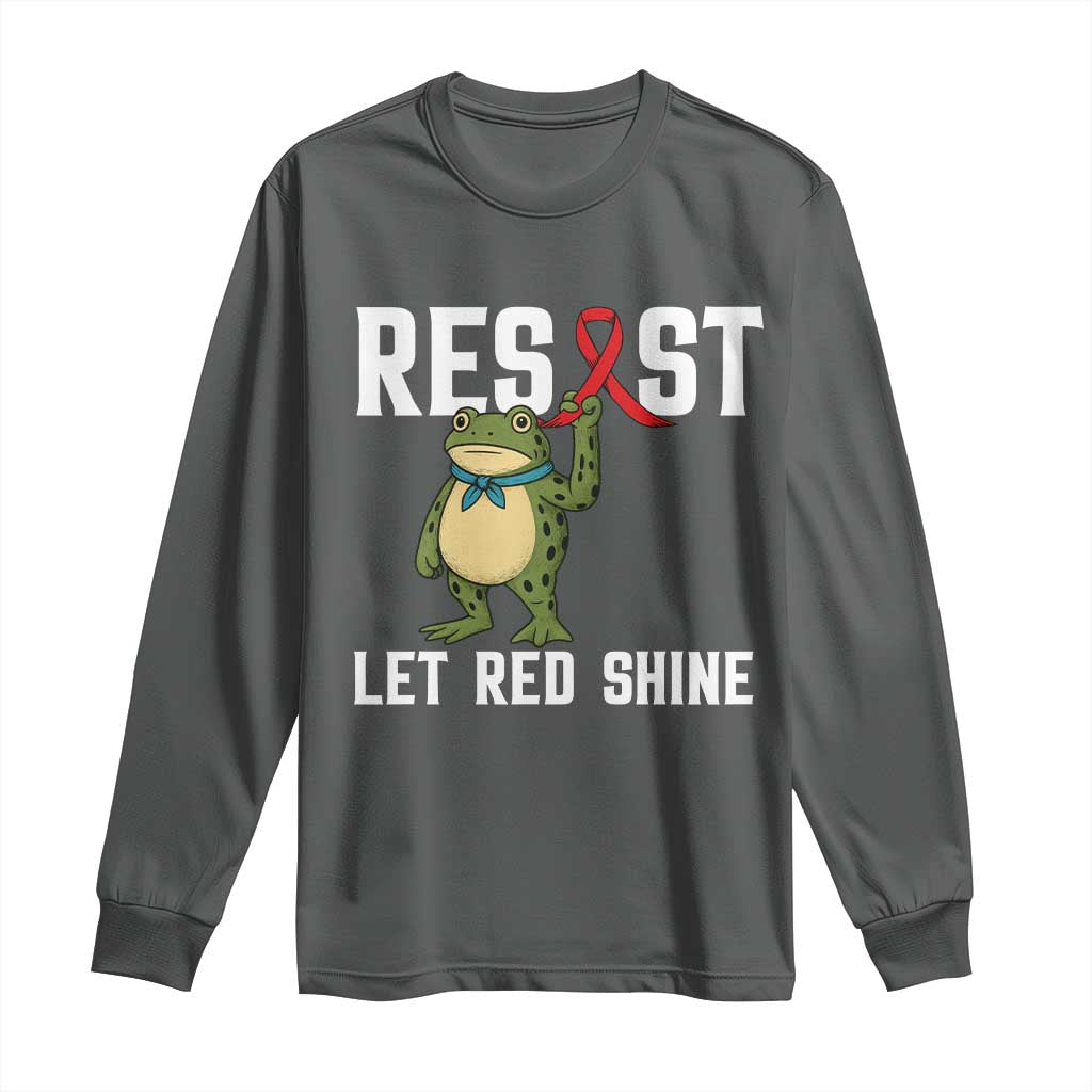 Resist Frog AIDS Awareness Long Sleeve Shirt Funny Portland Activist Meme HIV Support Red Ribbon - Wonder Print Shop