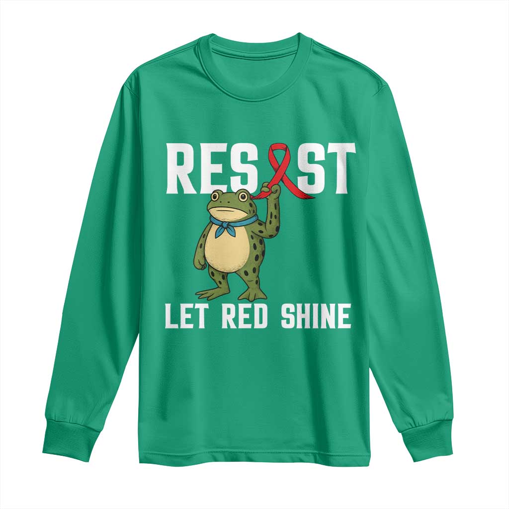 Resist Frog AIDS Awareness Long Sleeve Shirt Funny Portland Activist Meme HIV Support Red Ribbon - Wonder Print Shop