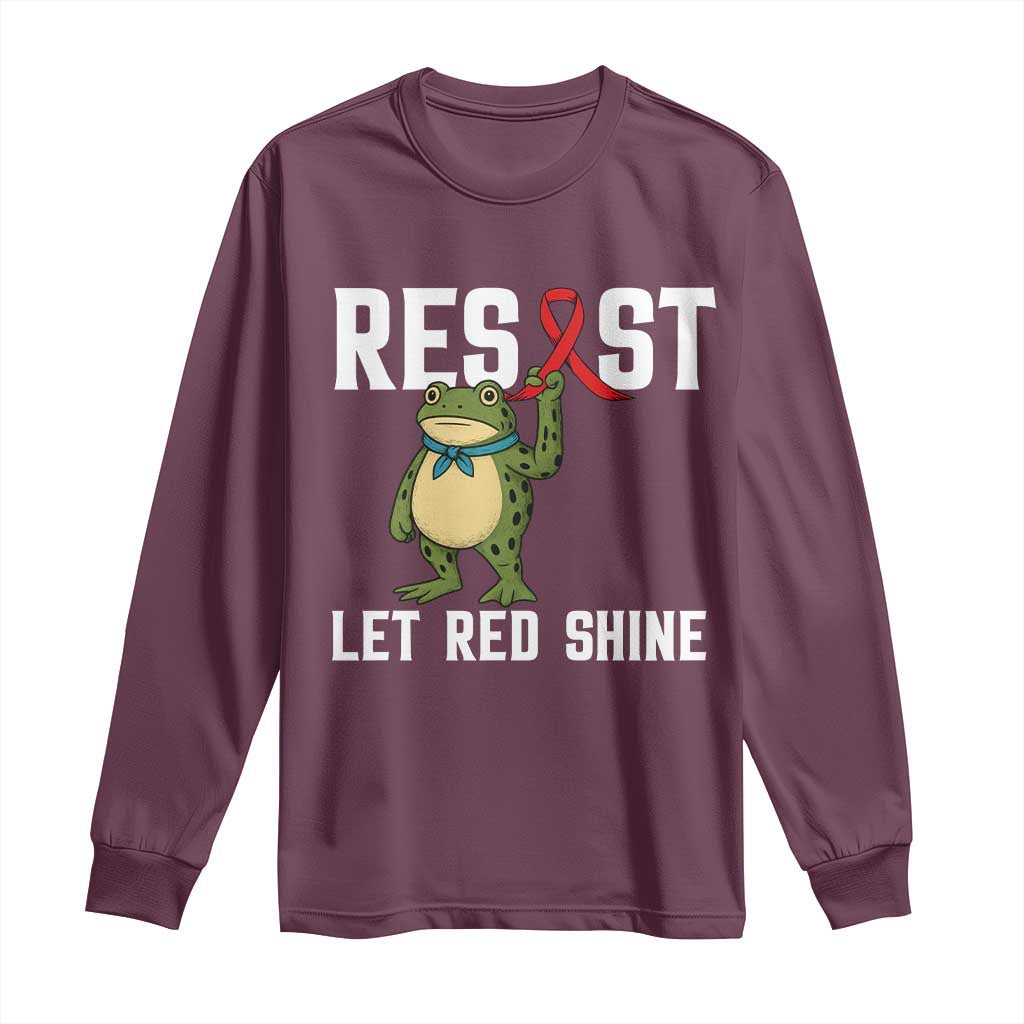 Resist Frog AIDS Awareness Long Sleeve Shirt Funny Portland Activist Meme HIV Support Red Ribbon - Wonder Print Shop