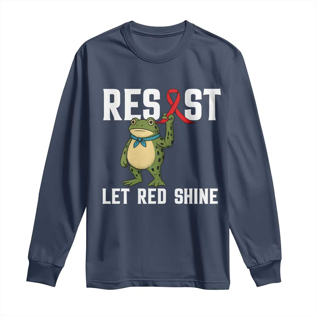 Resist Frog AIDS Awareness Long Sleeve Shirt Funny Portland Activist Meme HIV Support Red Ribbon - Wonder Print Shop