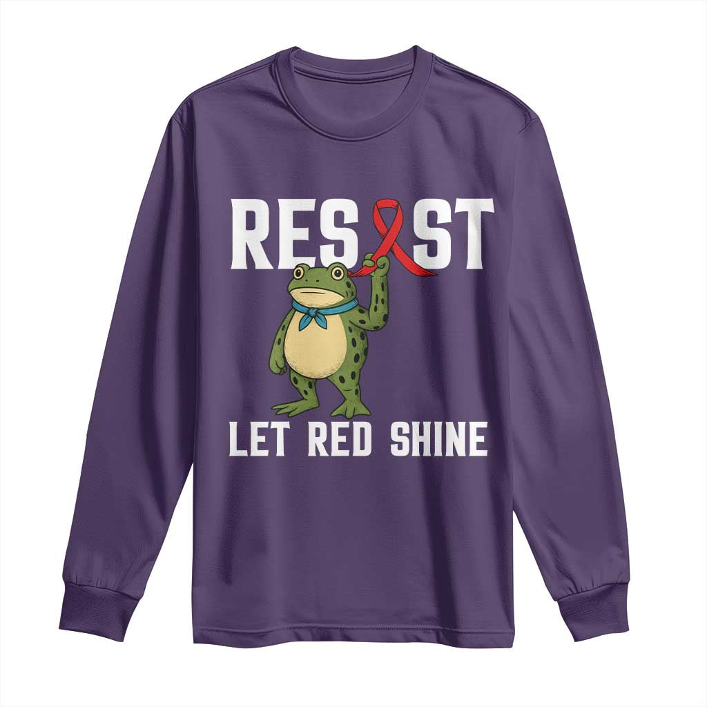 Resist Frog AIDS Awareness Long Sleeve Shirt Funny Portland Activist Meme HIV Support Red Ribbon - Wonder Print Shop