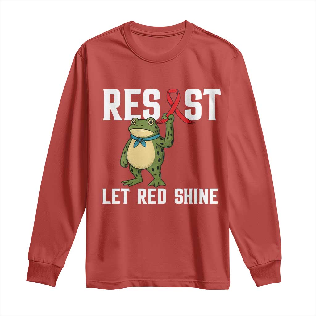 Resist Frog AIDS Awareness Long Sleeve Shirt Funny Portland Activist Meme HIV Support Red Ribbon - Wonder Print Shop