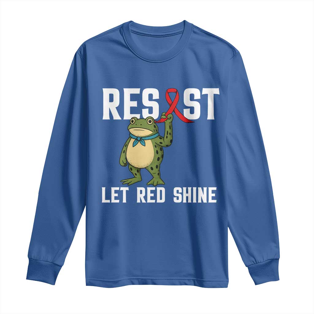 Resist Frog AIDS Awareness Long Sleeve Shirt Funny Portland Activist Meme HIV Support Red Ribbon - Wonder Print Shop
