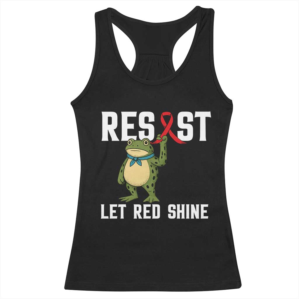 Resist Frog AIDS Awareness Racerback Tank Top Funny Portland Activist Meme HIV Support Red Ribbon - Wonder Print Shop
