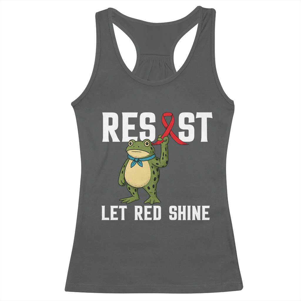 Resist Frog AIDS Awareness Racerback Tank Top Funny Portland Activist Meme HIV Support Red Ribbon - Wonder Print Shop