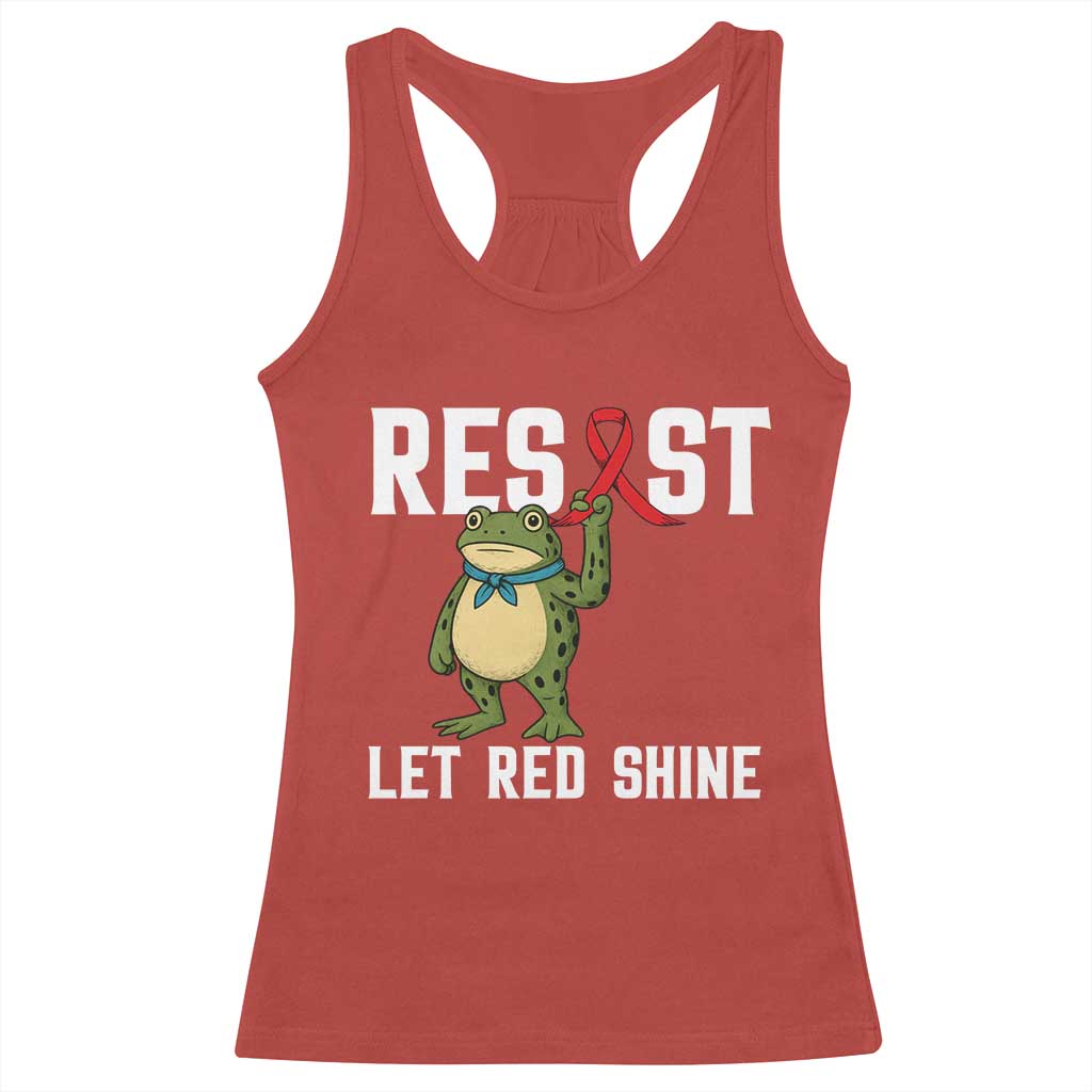 Resist Frog AIDS Awareness Racerback Tank Top Funny Portland Activist Meme HIV Support Red Ribbon - Wonder Print Shop